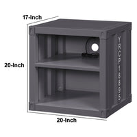 Metal Nightstand with 2 Open Compartment and USB Port, Gray - BM204614