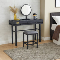 Industrial Style Metal and Wood 1 Drawer Vanity Desk, Gray - BM204616