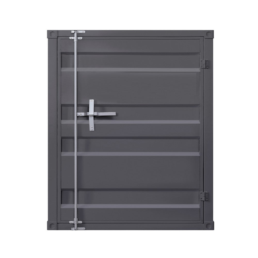 Industrial Style Metal Chest with Recessed Door Front, Gray - BM204617