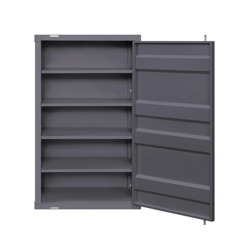 Industrial Style Metal Chest with Recessed Door Front, Gray - BM204617