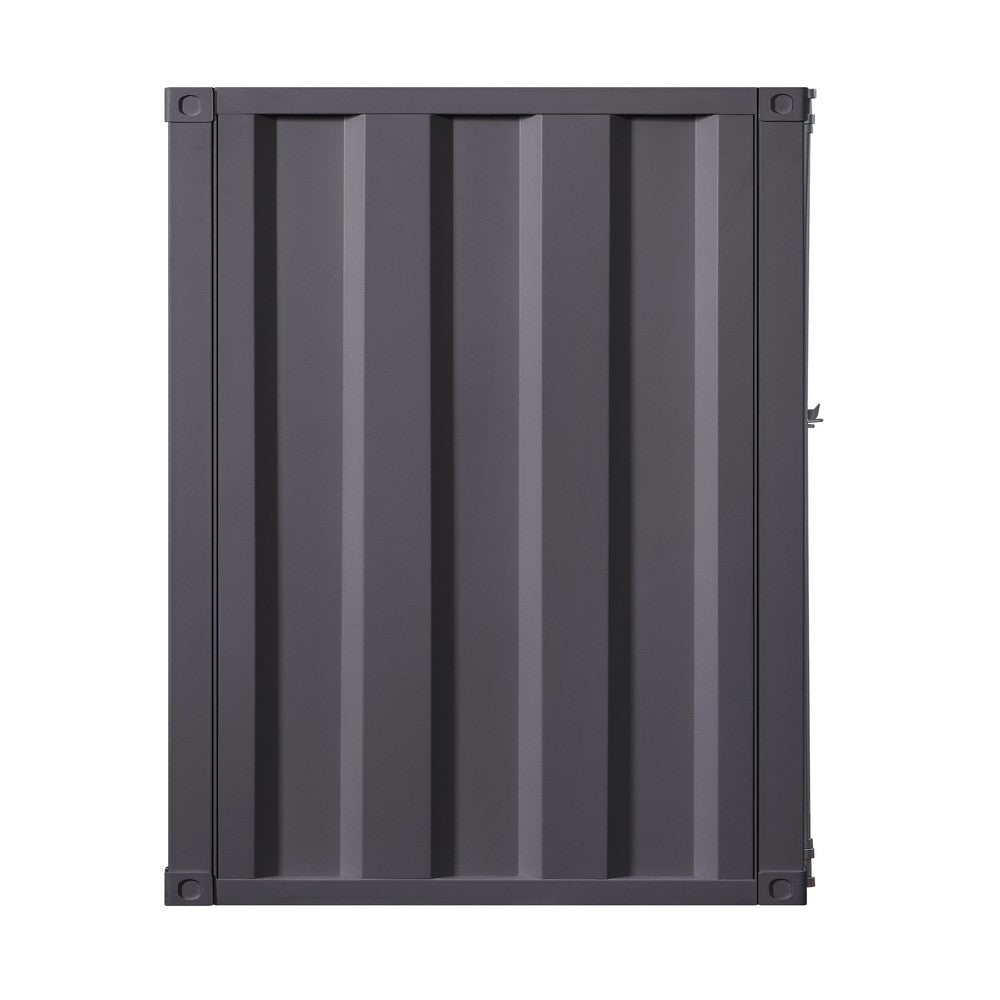 Industrial Style Metal Chest with Recessed Door Front, Gray - BM204617