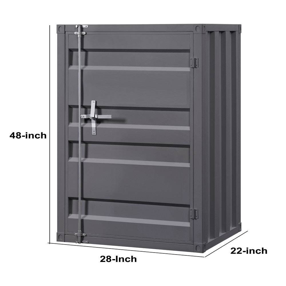 Industrial Style Metal Chest with Recessed Door Front, Gray - BM204617
