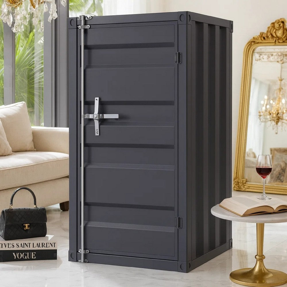 Industrial Style Metal Chest with Recessed Door Front, Gray - BM204617