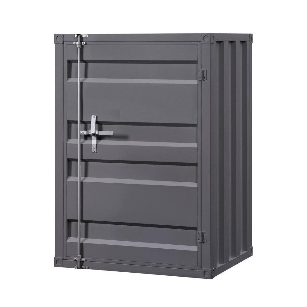 Industrial Style Metal Chest with Recessed Door Front, Gray - BM204617