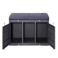 Industrial Style Metal and Fabric Bench with Open Storage, Gray - BM204619