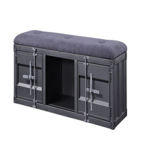 Industrial Style Metal and Fabric Bench with Open Storage, Gray - BM204619