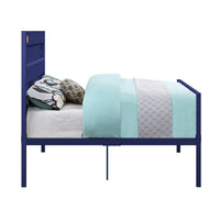 Industrial Style Metal Full Size Bed with Straight Leg Support, Blue - BM204621