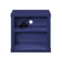 Metal Nightstand with 2 Open Compartment and USB Port, Blue - BM204622