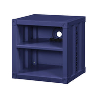 Metal Nightstand with 2 Open Compartment and USB Port, Blue - BM204622