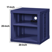 Metal Nightstand with 2 Open Compartment and USB Port, Blue - BM204622