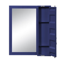 Industrial Style Metal Vanity Mirror with Recessed Door Front, Blue - BM204623