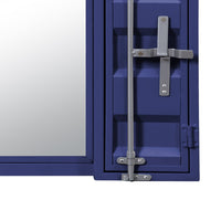 Industrial Style Metal Vanity Mirror with Recessed Door Front, Blue - BM204623