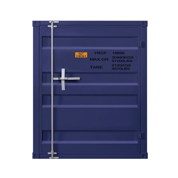 Industrial Style Metal Chest with Recessed Door Front, Blue - BM204625