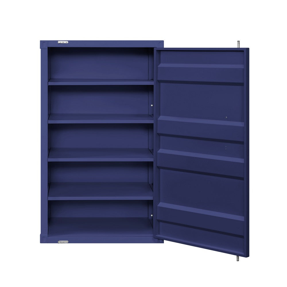 Industrial Style Metal Chest with Recessed Door Front, Blue - BM204625