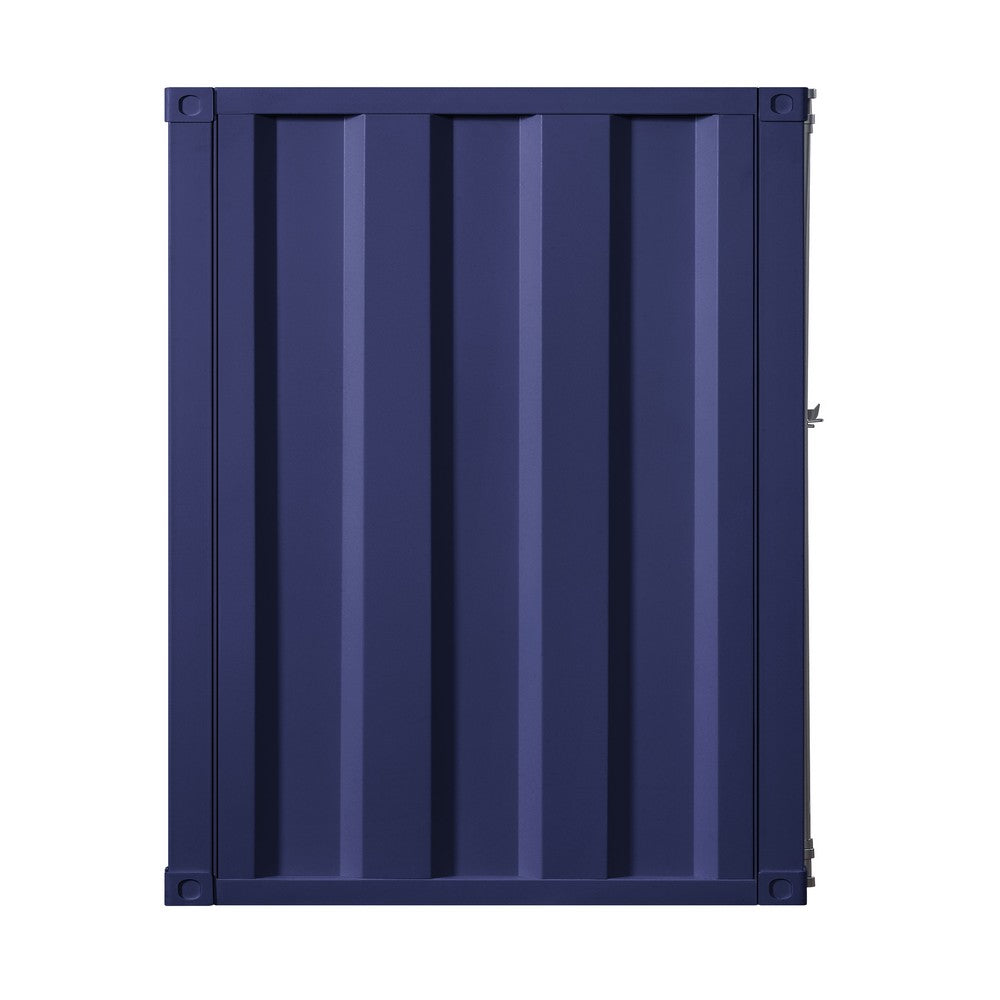 Industrial Style Metal Chest with Recessed Door Front, Blue - BM204625