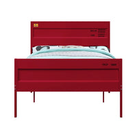 Industrial Style Metal Full Size Bed with Straight Leg Support, Red - BM204629
