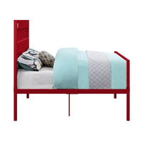 Industrial Style Metal Full Size Bed with Straight Leg Support, Red - BM204629