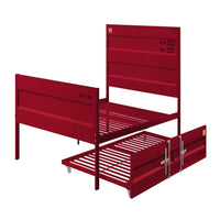 Industrial Style Metal Full Size Bed with Straight Leg Support, Red - BM204629