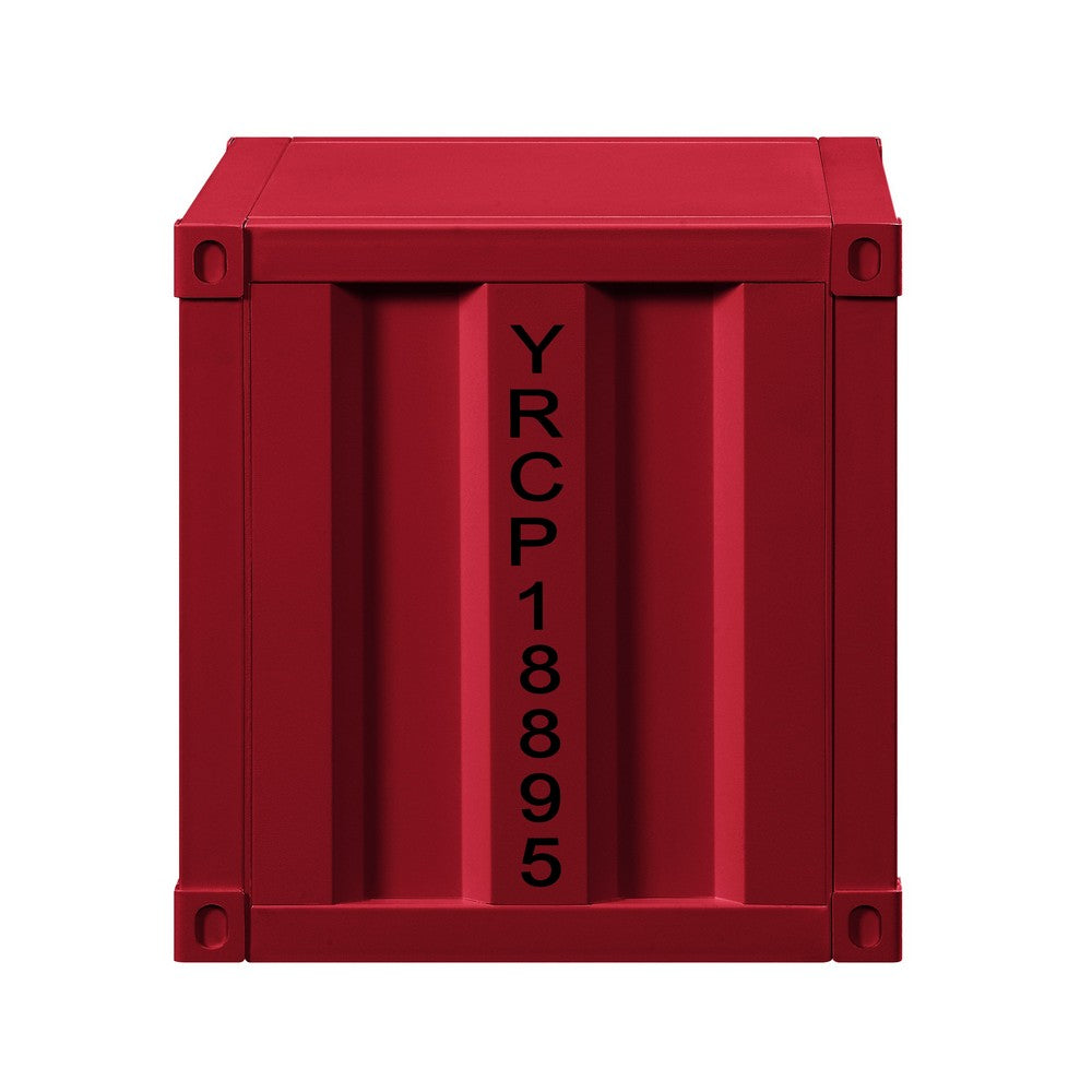 Metal Nightstand with 2 Open Compartment and USB Port, Red - BM204630