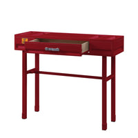 Industrial Style Metal and Wood 1 Drawer Vanity Desk, Red - BM204632