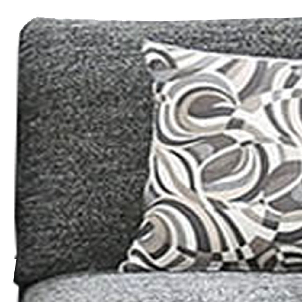 Chenille Fabric Upholstered Armless Chair with Pillow, Dark Gray - BM204648