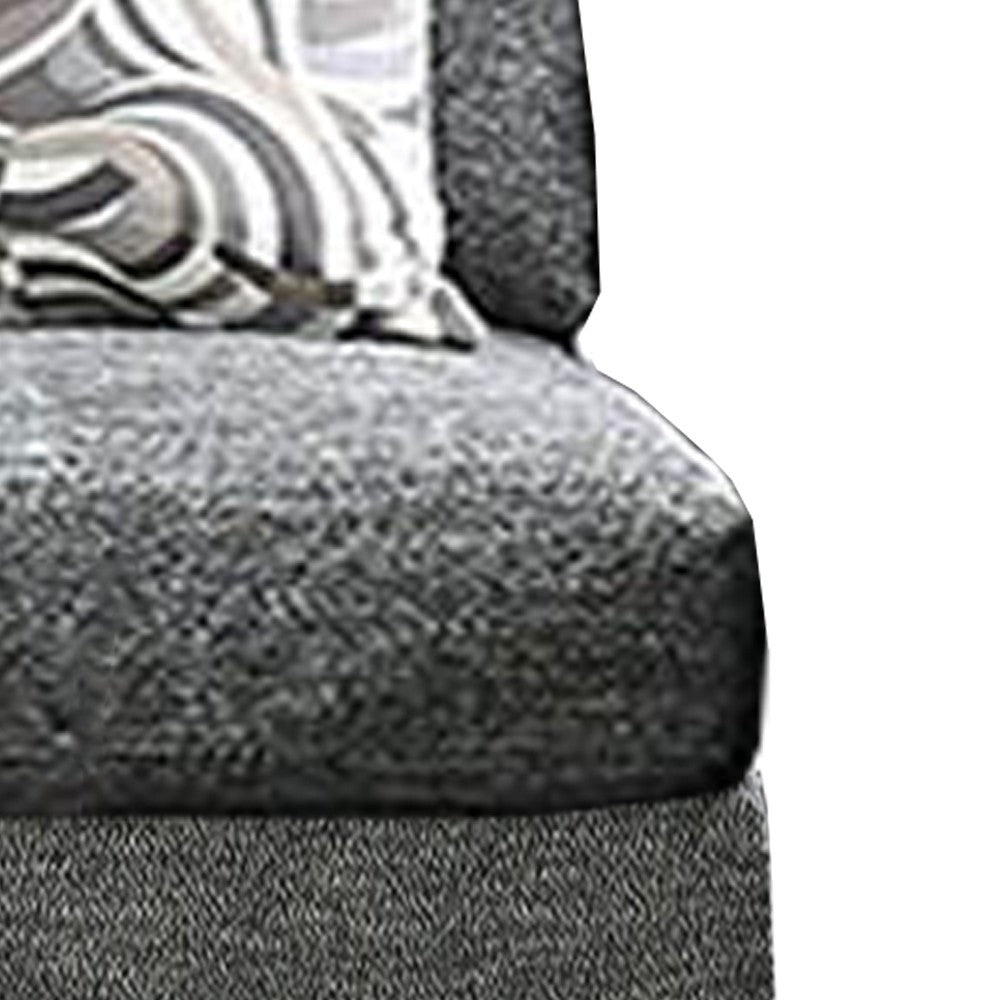 Chenille Fabric Upholstered Armless Chair with Pillow, Dark Gray - BM204648