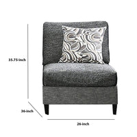 Chenille Fabric Upholstered Armless Chair with Pillow, Dark Gray - BM204648