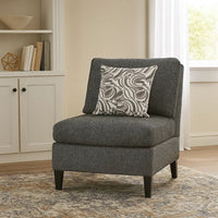 Chenille Fabric Upholstered Armless Chair with Pillow, Dark Gray - BM204648