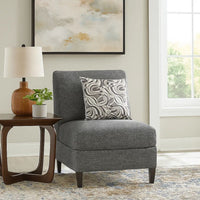 Chenille Fabric Upholstered Armless Chair with Pillow, Dark Gray - BM204648