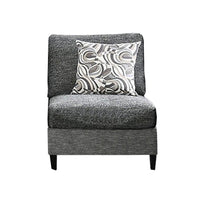 Chenille Fabric Upholstered Armless Chair with Pillow, Dark Gray - BM204648