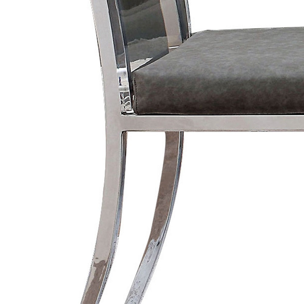 Metal Dining Side Chair with Acrylic Backing, Set of 2,Gray and Silver - BM204885