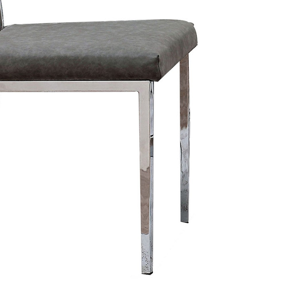 Metal Dining Side Chair with Acrylic Backing, Set of 2,Gray and Silver - BM204885
