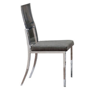 Metal Dining Side Chair with Acrylic Backing, Set of 2,Gray and Silver - BM204885