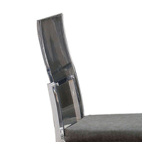 Metal Dining Side Chair with Acrylic Backing, Set of 2,Gray and Silver - BM204885