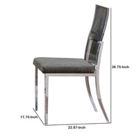 Metal Dining Side Chair with Acrylic Backing, Set of 2,Gray and Silver - BM204885