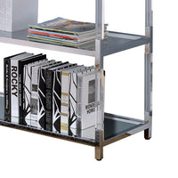 Metal and Glass Sofa Table with 2 Open Shelves, Silver and Clear - BM205335