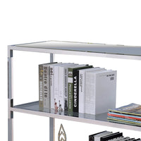 Metal and Glass Sofa Table with 2 Open Shelves, Silver and Clear - BM205335