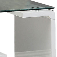Contemporary End Table with Multi Level Curled Open Shelf, White - BM205341