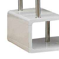 Contemporary End Table with Multi Level Curled Open Shelf, White - BM205341
