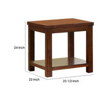 Square Shaped End Table with Open Bottom Shelf, Dark Cherry - BM205366