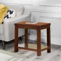 Square Shaped End Table with Open Bottom Shelf, Dark Cherry - BM205366