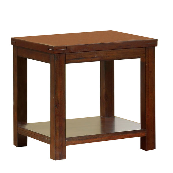 Square Shaped End Table with Open Bottom Shelf, Dark Cherry - BM205366