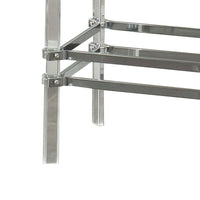 Square Glass and Metal End Table with Tubular Legs, Silver and Clear - BM205374