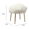 Faux Fur Upholstered Contemporary Metal Ottoman, White and Gold - BM205378