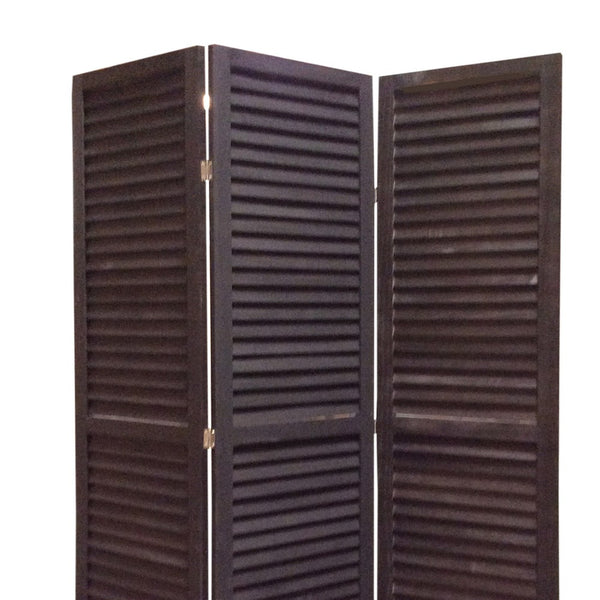 3 Panel Foldable Wooden Shutter Screen with Straight Legs, Black - BM205392