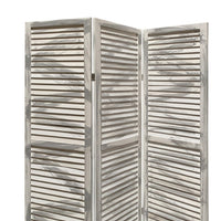 3 Panel Foldable Wooden Shutter Screen with Straight Legs, Gray - BM205395