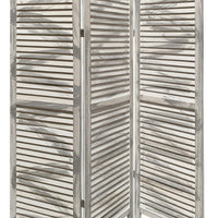 3 Panel Foldable Wooden Shutter Screen with Straight Legs, Gray - BM205395