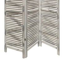 3 Panel Foldable Wooden Shutter Screen with Straight Legs, Gray - BM205395