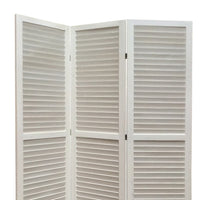 3 Panel Foldable Wooden Shutter Screen with Straight Legs, White - BM205398