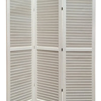 3 Panel Foldable Wooden Shutter Screen with Straight Legs, White - BM205398